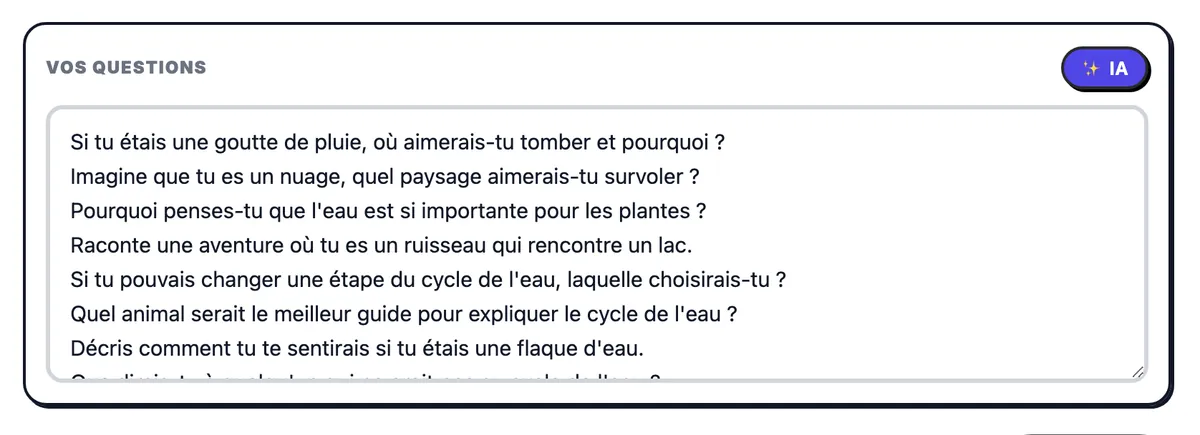 Vos questions, rempli de questions sur le cycle de l'eau